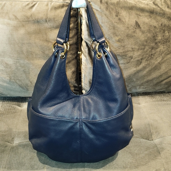 Michael Kors Layton Navy  Blue Pebble Leather Hobo Bag - Picture 15 of 15